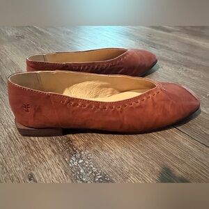 Frye Claire Cognac Leather Flat